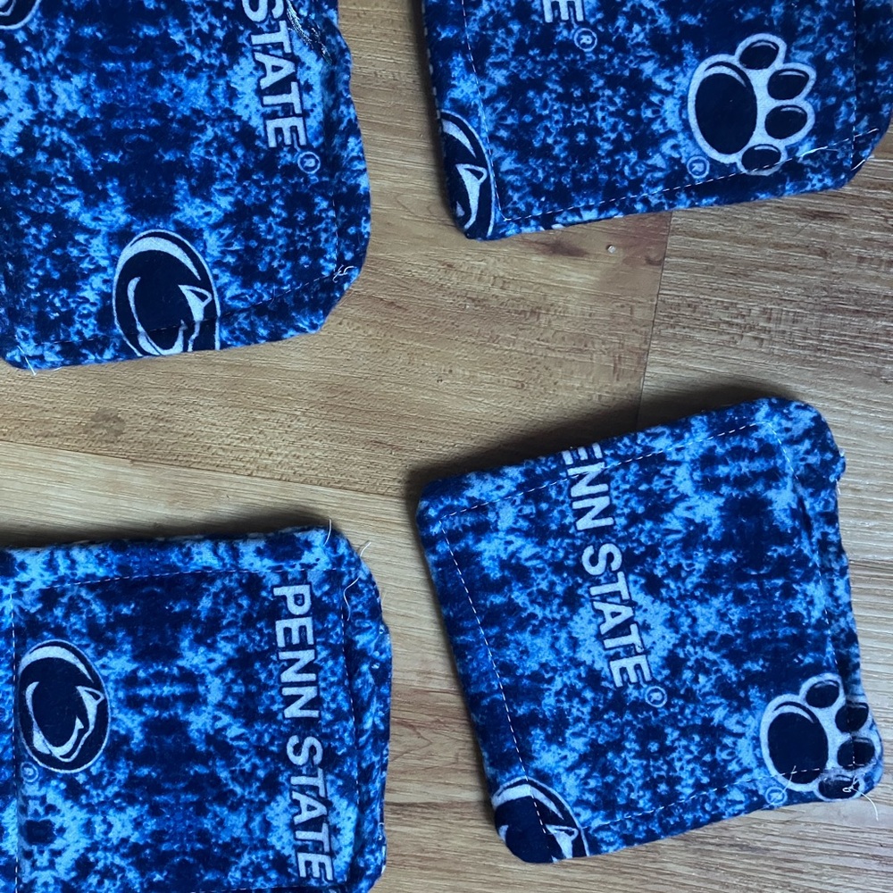 Handmade sewed Penn state coasters set of four